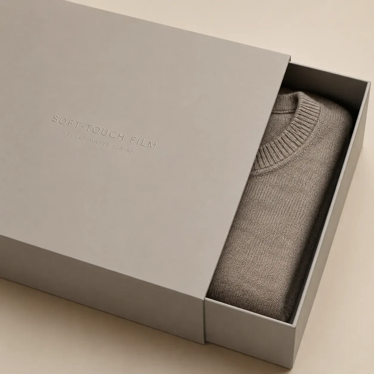 Soft-touch lamination on apparel packaging