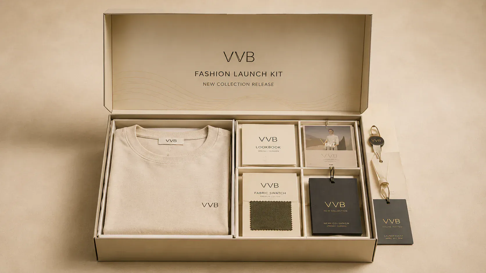 Fashion launch kit packaging for apparel product campaigns