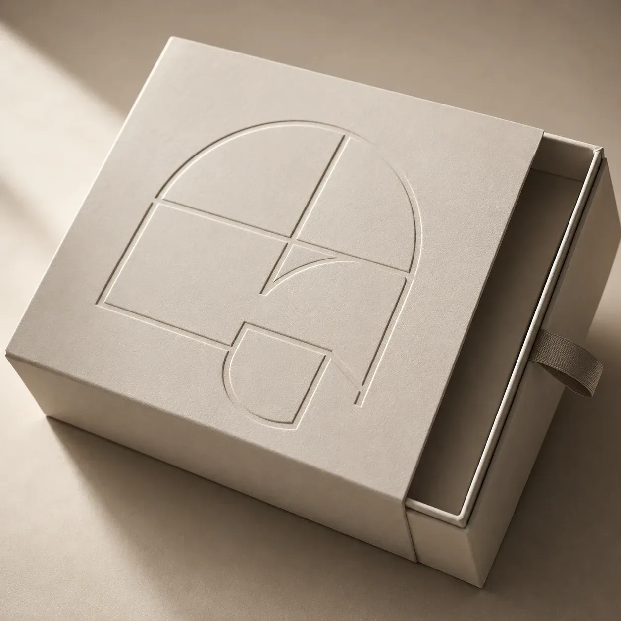 Debossed detail on cosmetic packaging
