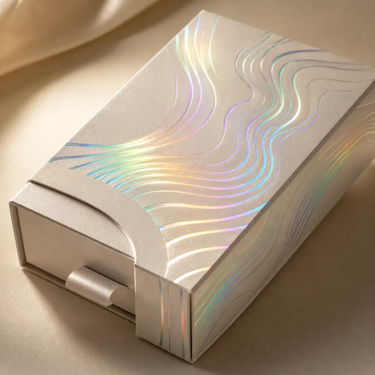 Holographic foil on cosmetic packaging
