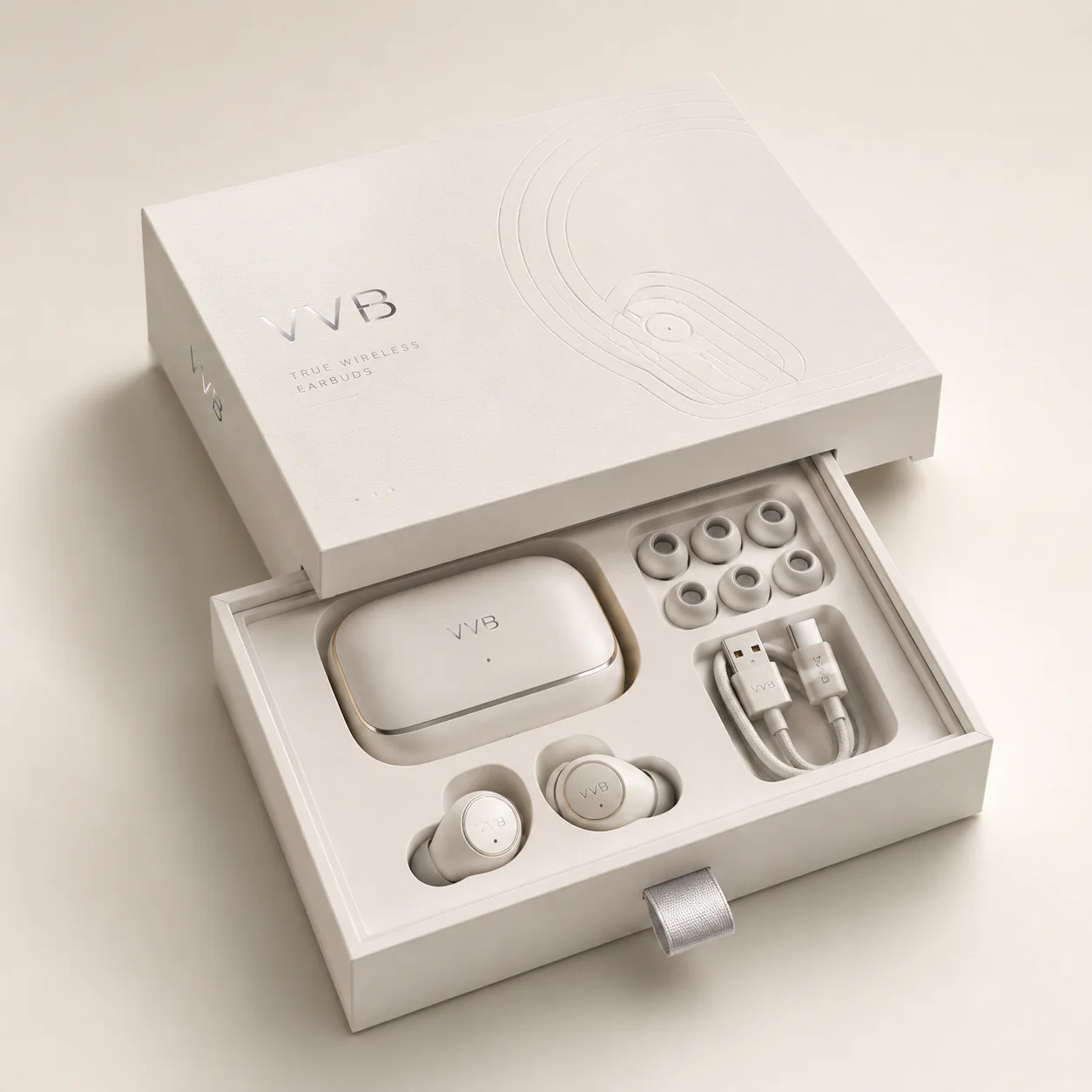 Earbuds and headphone packaging with fitted inserts