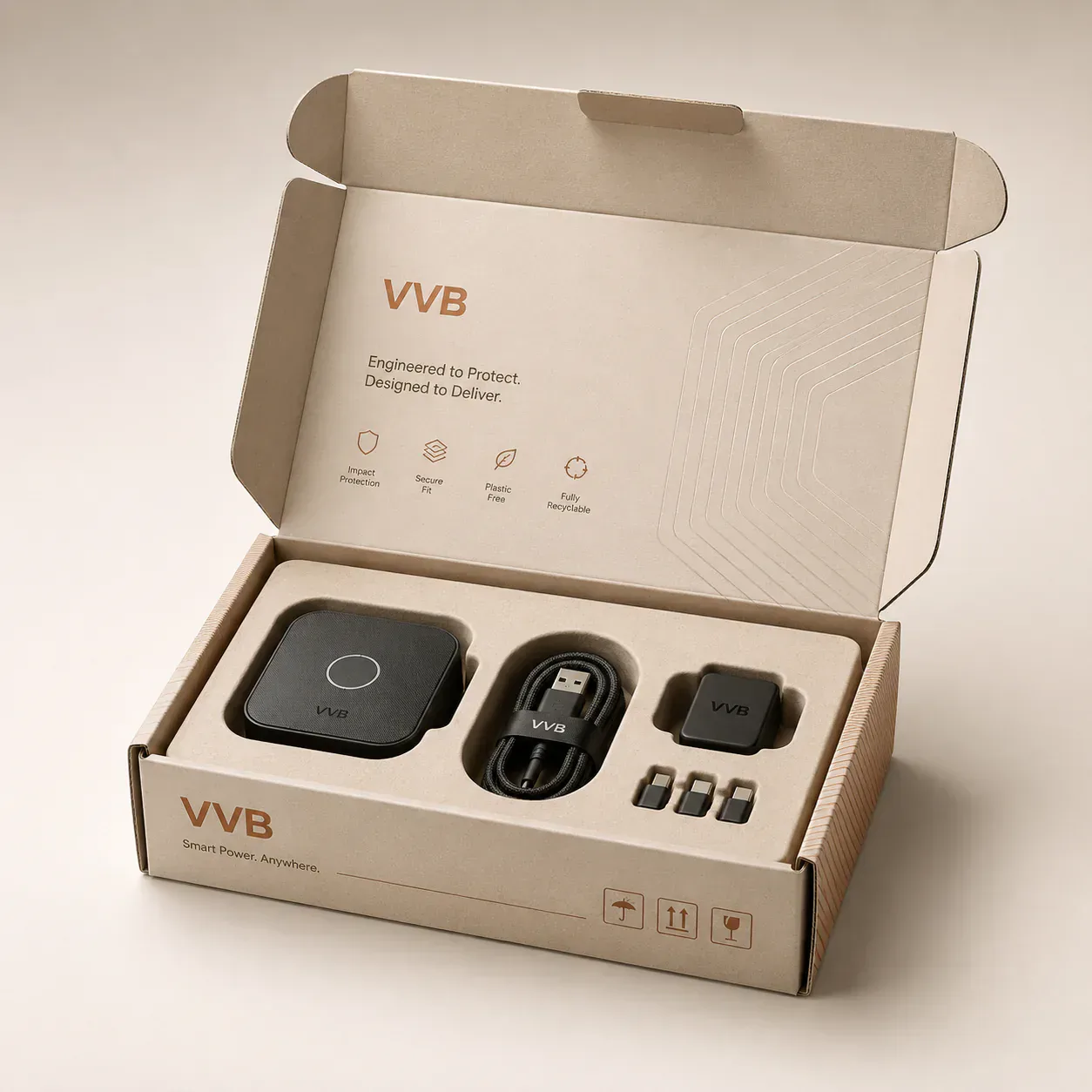 E-commerce electronics packaging with protective insert