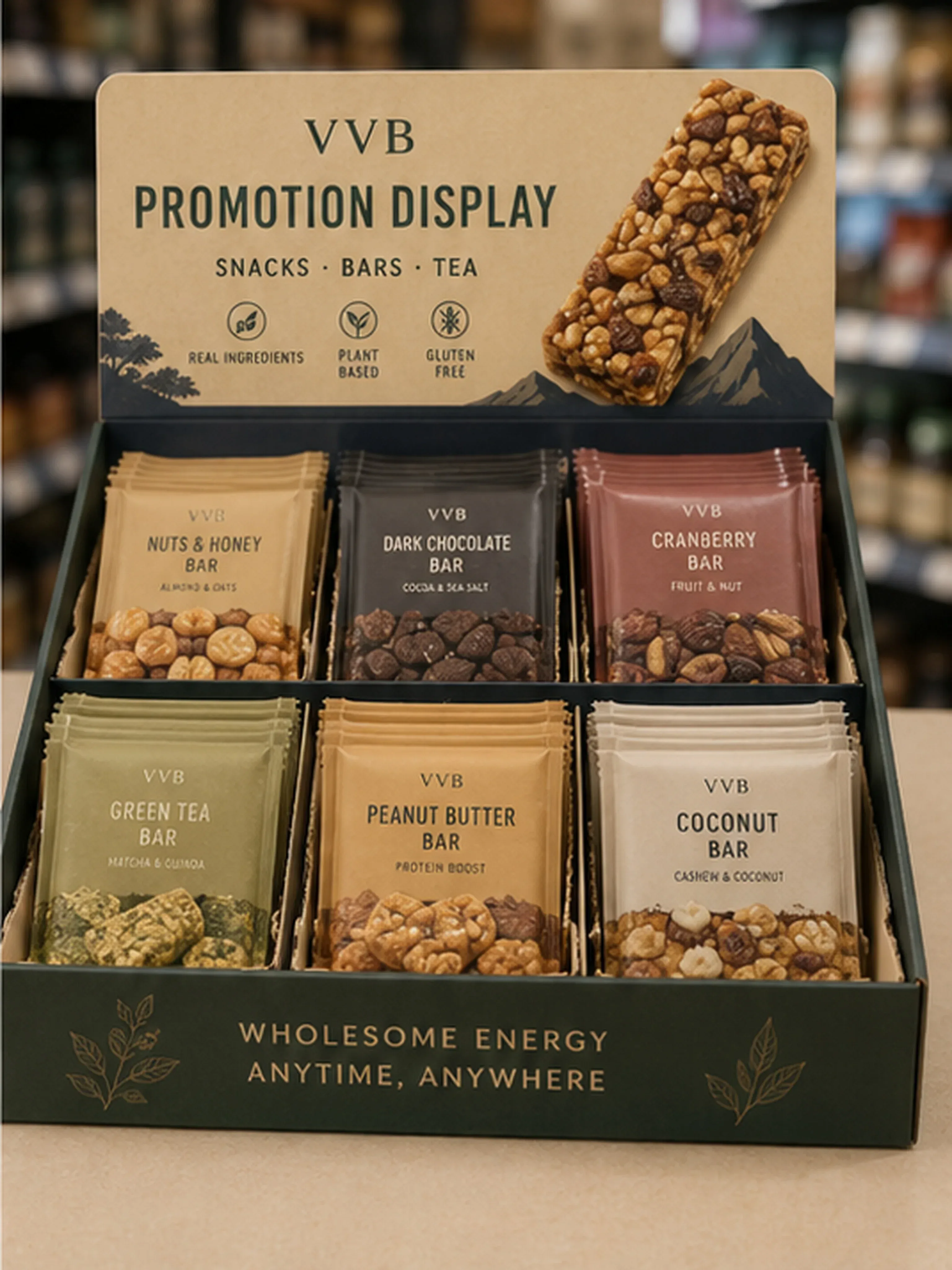 Promotional food display packaging for retail launch and sampling campaigns.