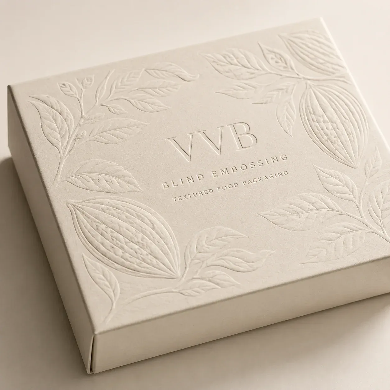 Blind embossing on white food and beverage packaging