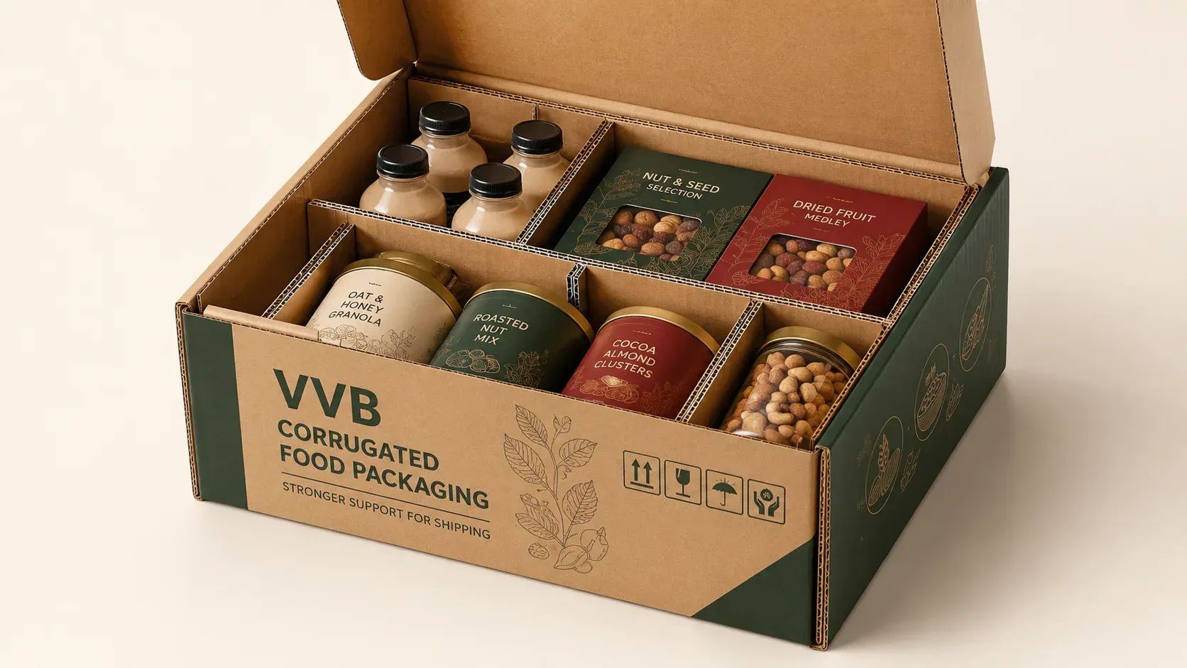 Corrugated food packaging boxes for wholesale and export.