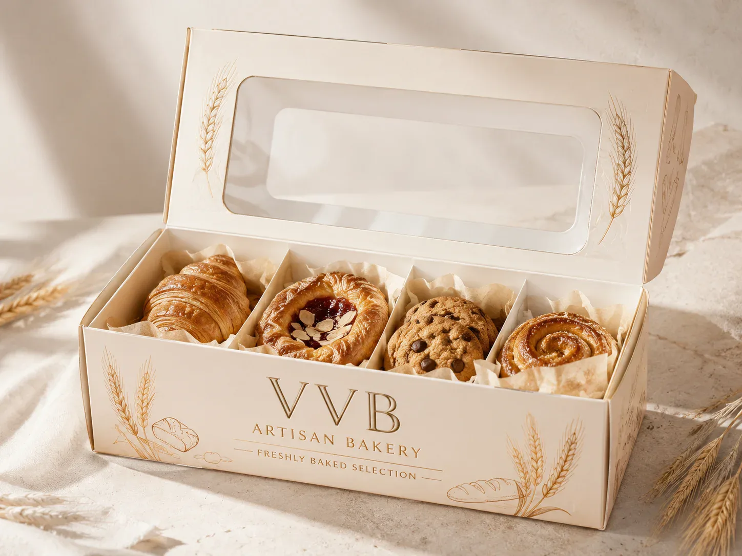 Bakery and pastry packaging boxes for branded food presentation