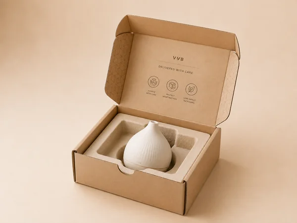 E-commerce packaging with a branded shipping box