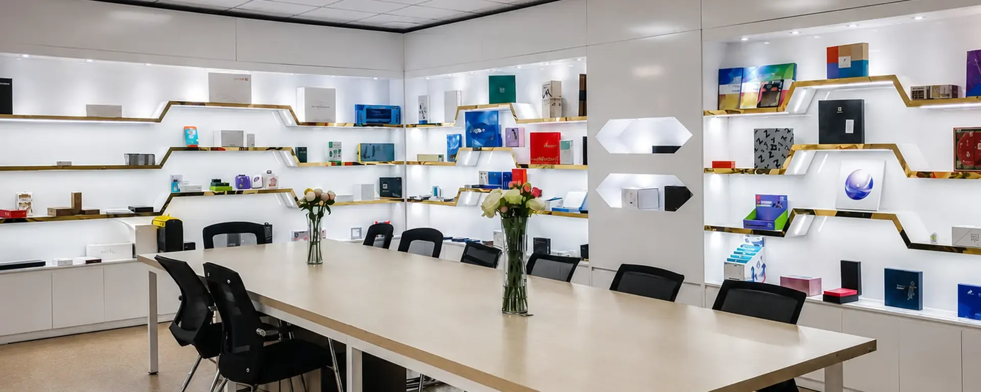 VVB PACKAGING showroom with custom packaging samples