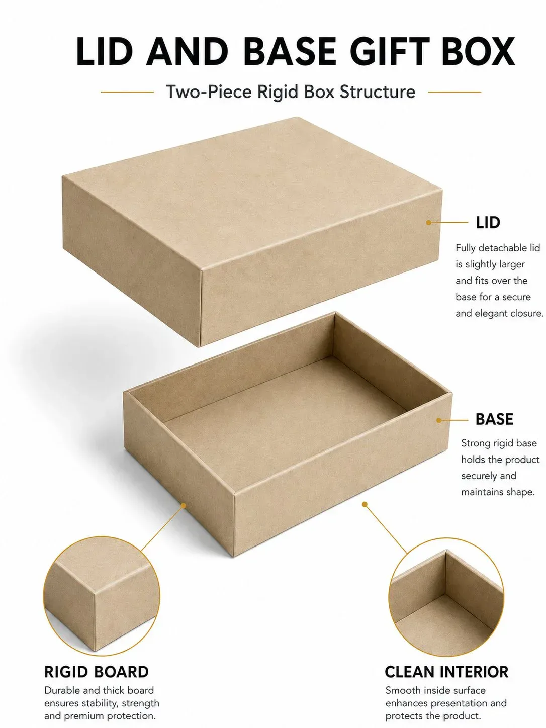 Custom lid and base gift box with fitted insert for product presentation