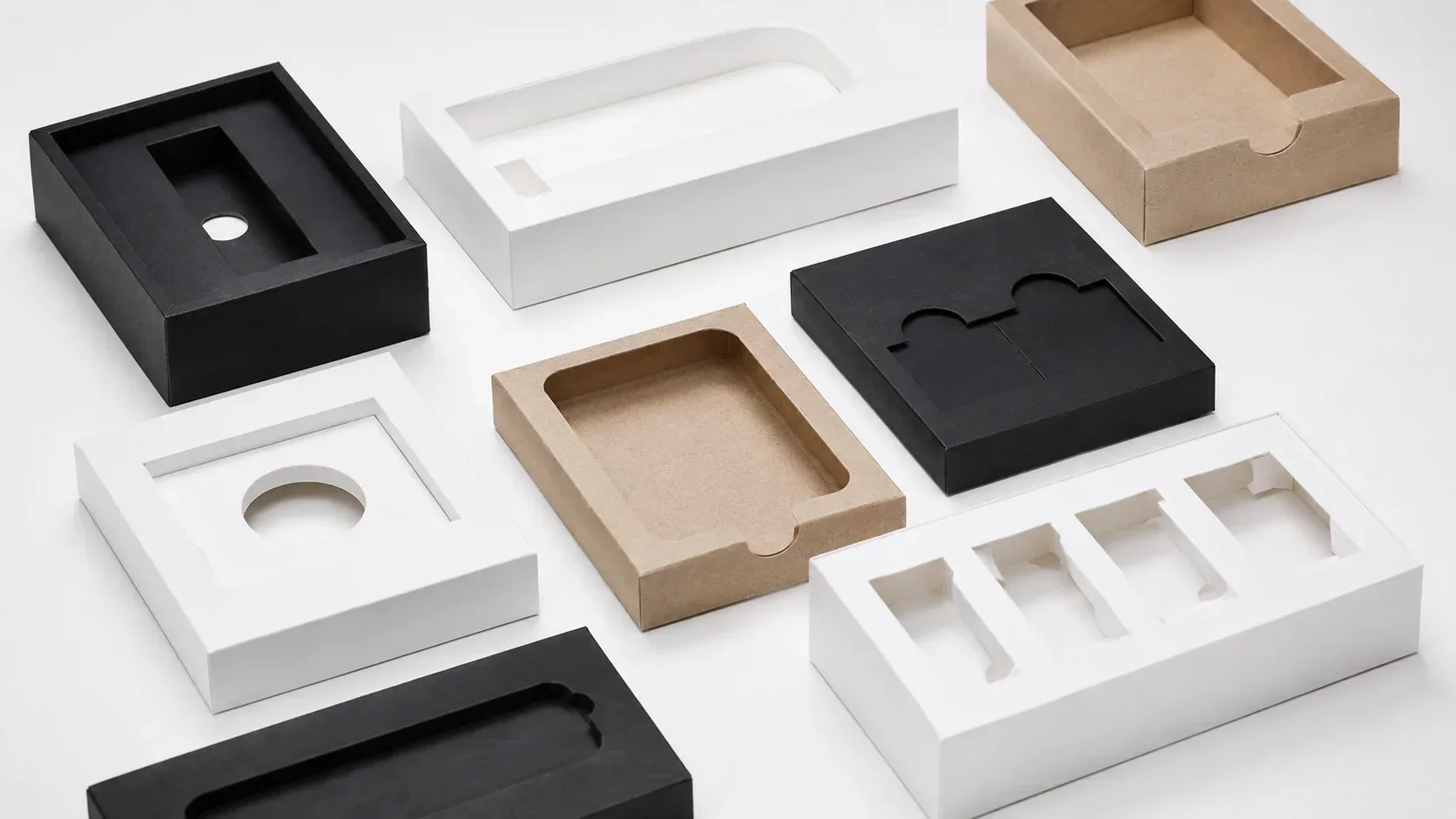 Paper inserts and molded pulp trays for custom gift boxes